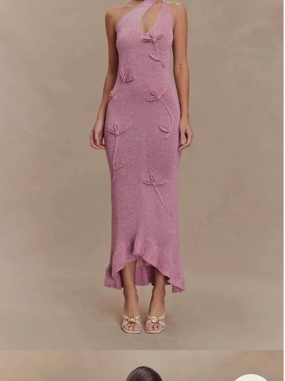Meshki Celestino Floral Metallic Knit Maxi Dress - Pink